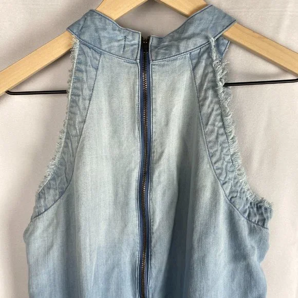 ANTHROPOLOGIE Cloth & Stone Laguna Blue Chambray Halter Romper - Picture 8 of 13